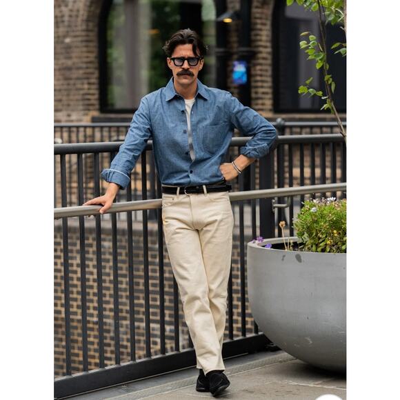 Blackhorse Lane Ateliers Men’s NW8 Ecru Organic Cotton Jeans White 34 x 33 Pants - Picture 1 of 13